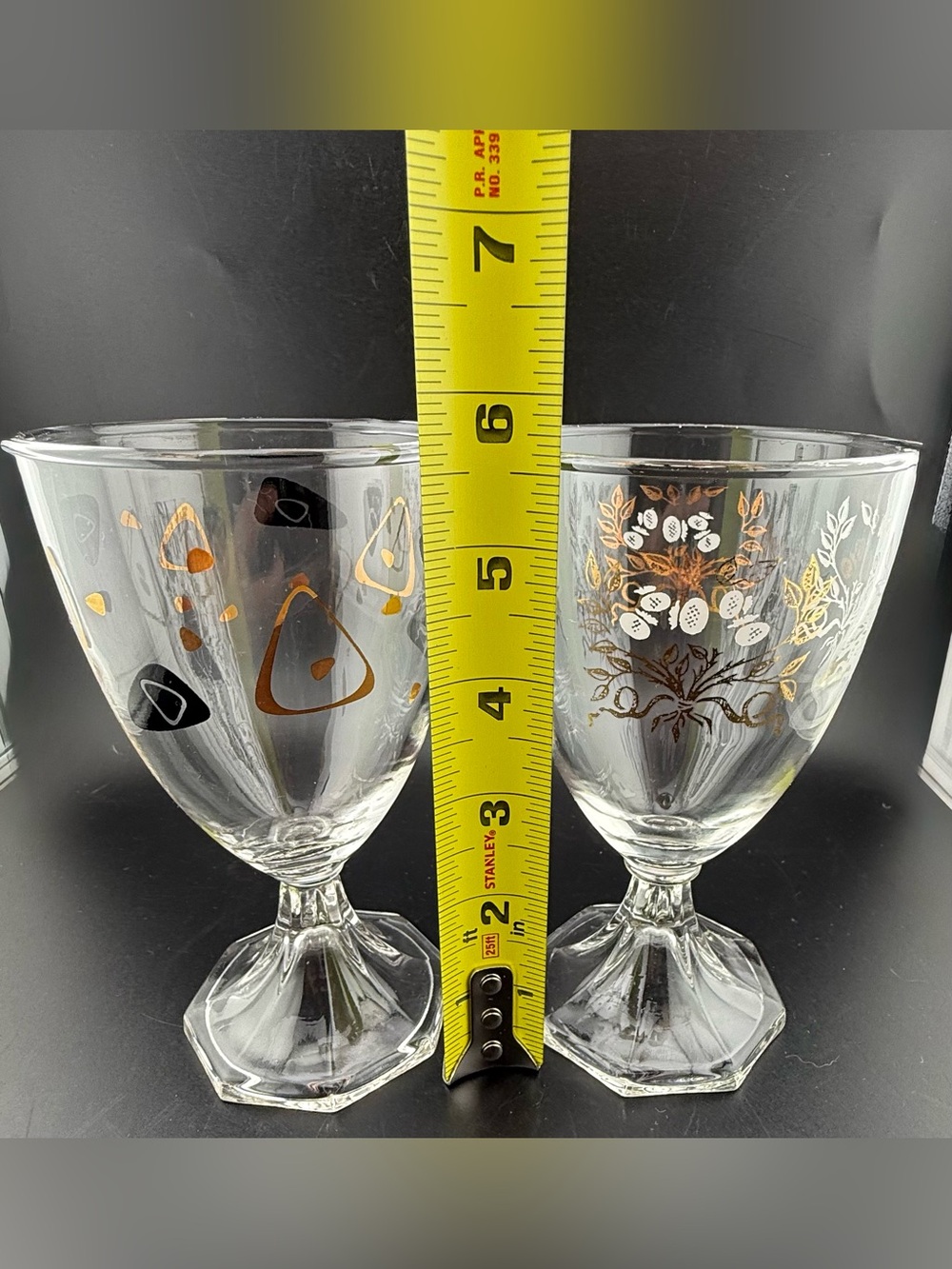 2 Federal Glass cocktail glasses. Gold and black. - Picture 9 of 16